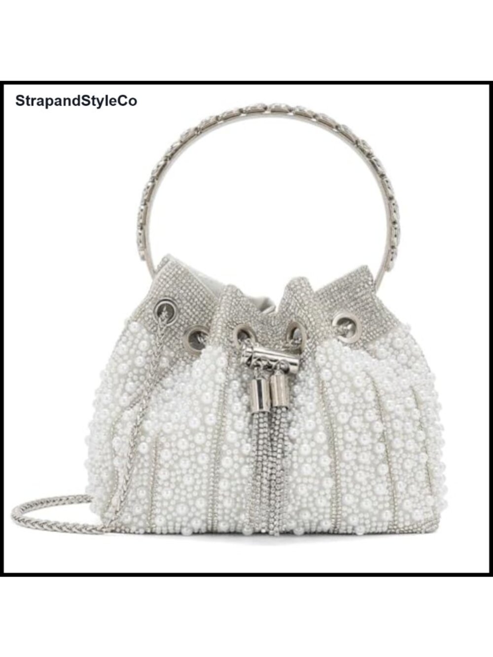 Pearl Rhinestone Bucket Clutch Crossbody Evening Bag Wedding Prom